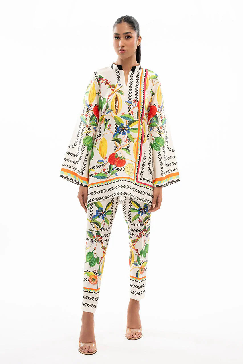Lush Tropical Colorful Nature Inspired Tunic & Pant Set For Women